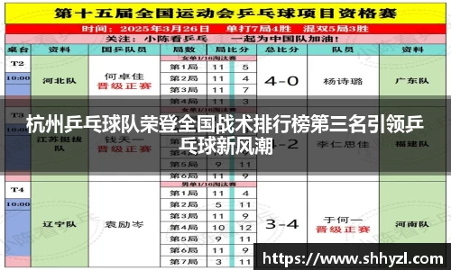 杭州乒乓球队荣登全国战术排行榜第三名引领乒乓球新风潮